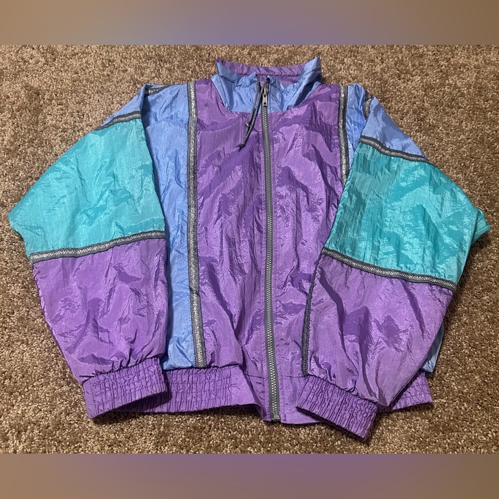 Women’s vintage purple and blue London fog Townes windbreaker jacket Sz s